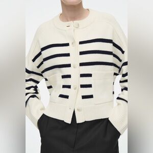 COS Cream and Black Cardigan Nautical Knit Sweater